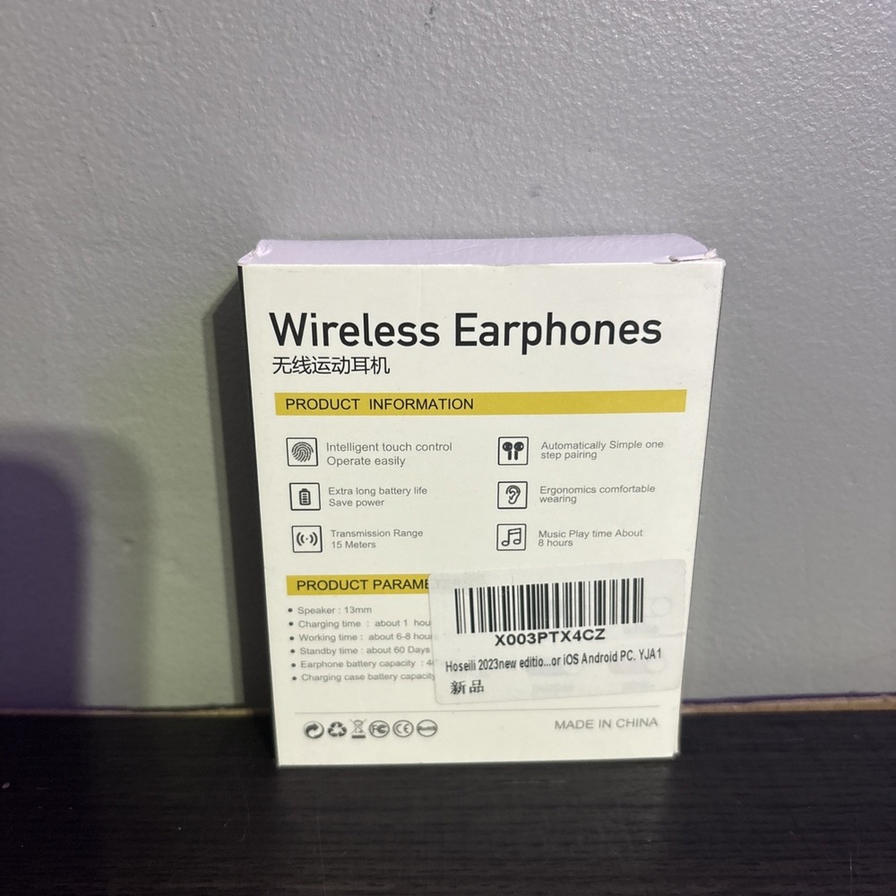 Ynker Wireless Earphones YJ-20 - NIB, Black Fast Shipping - Picture 2 of 2